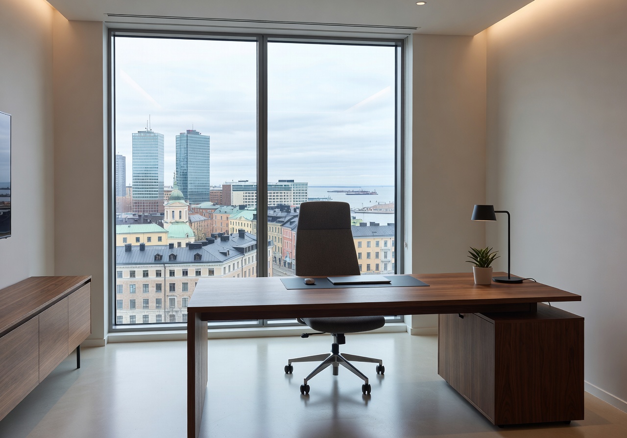 Helsinki Executive room with workspace and city view
