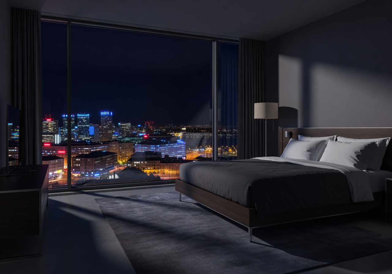 Midnight Junior Suite Helsinki city lights